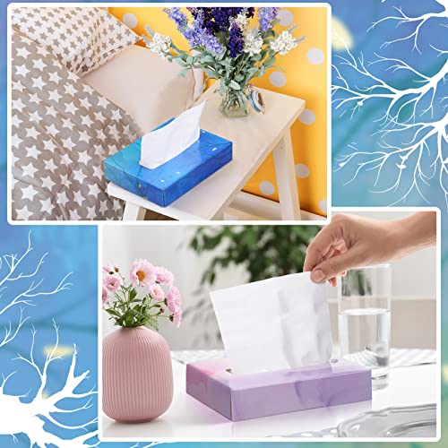 Image of Yinder 24 Packs 960 Sheets Tissue Cube Car Facial Boxes Disposable Facial Travel Tissues Holder Soft Watercolor Boxes 2 Ply 40 Sheets for Wedding Household Car Kitchen Bathroom(Stylish)