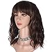 YEESHEDO Perücke Schwarz mit Braun Highlights Damen Kurz Bob mit pony Locken Natürlich Perücken für Frauen Cosplay Perrucke Wig 14 Zoll