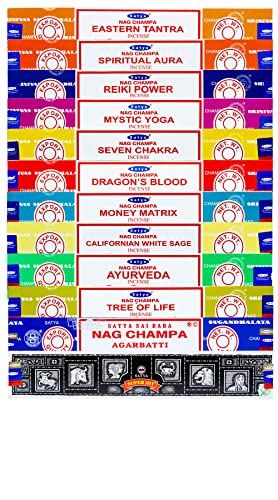 Satya Sai Baba Nag Champa - Surtido de 12 cajas de incienso de 15 g