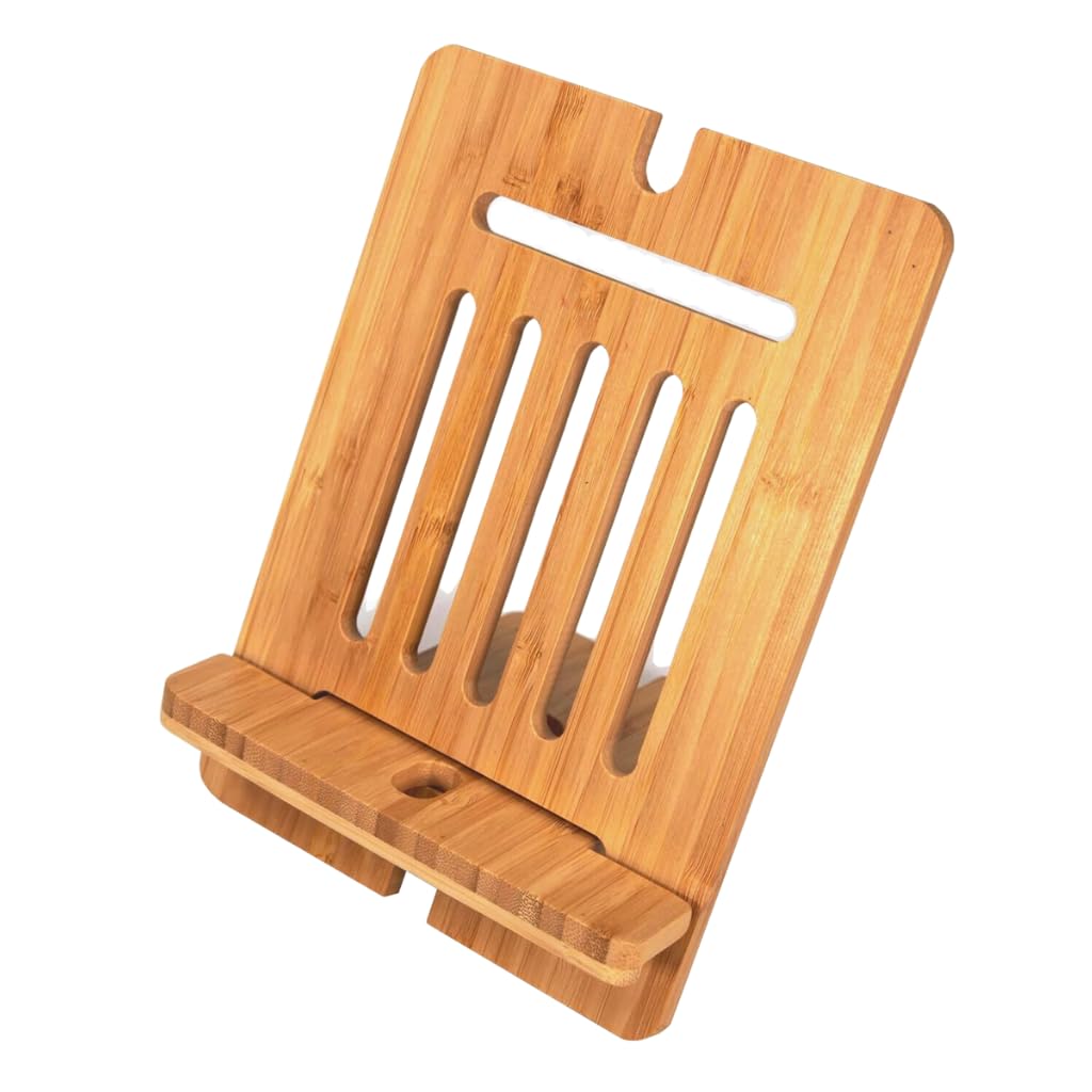 Osco Bamboo Tablet Holder | iPad Holder | Phone Stand | Book Support | Document Mount | Adjustable Angle | Use in Portrait or Landscape | H19 x W16.5 x D15 cm