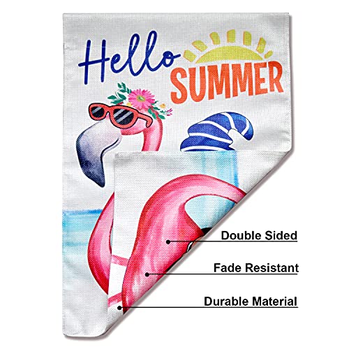 Garden Flag Gnome Ride on Flamingo Tropical Summer Outdoor Yard Flags for Garden Decor Double Sided 12.5X18 Inch (03-Flamingo) image_3