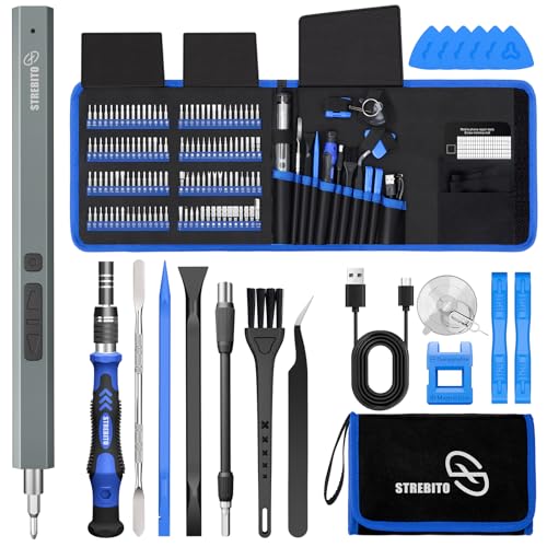 STREBITO Electric Screwdriver, 144-in-1 Precision Screwdriver Set, 120 Magnetic Bits, Organized Storage and Portability, Small Tool Kit for Electronics, PC, Computer, Laptop and RC, Gifts for Men