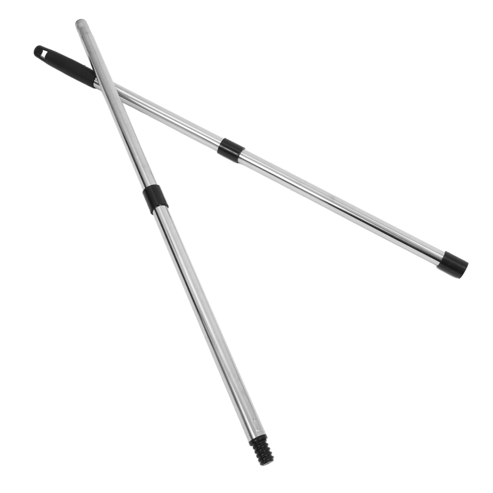 HAPINARY Stainless Steel Mop Handle Extendable 4-Section Pole for Wall Cleaning Broom Stick Clothes Hanging Ladder Gutter Guard