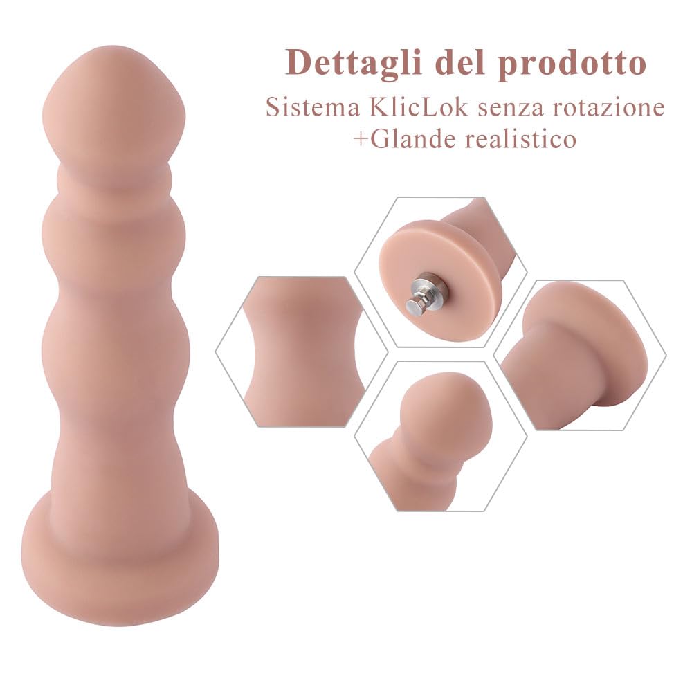 Hismith plug anali donne 18 cm plug anale per sex machine, plug anale da donna con sistema KlicLok, dildo anale con per macchina del sesso, anal plug sex toys per uomo e uomini
