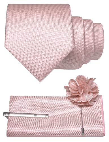 Image of JEMYGINS Mens Tie and Lapel Pin with Pocket Square Tie Clip Sets for Casual and Business 4PCS