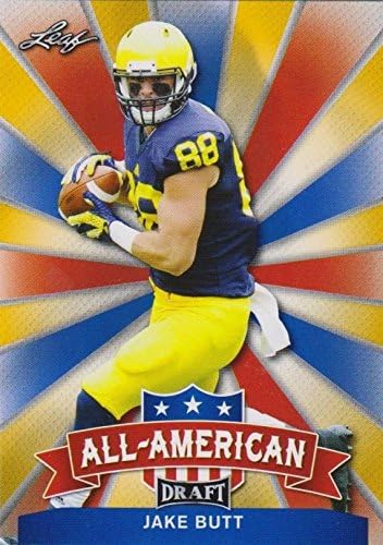 Jake Butt Football Card (Michigan Wolverines, Denver Broncos) 2017 Leaf Draft All American GOLD #AA11 Rookie