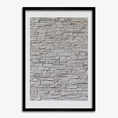 Affiche mur de pierre avec cadre en bois moderne 50x70 cm Tulup