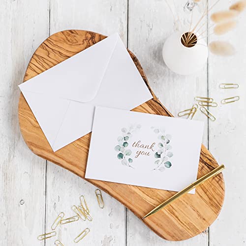 Eucalyptus Wedding Thank You Cards With Envelopes, Pack Of 48 Thank You Cards Bulk, 4X6, Blank Thank You Cards Business, Thank You Notes For Bridal Shower, Baby Shower, Engagement Party, Tarjetas De Matrimonio #TOP2