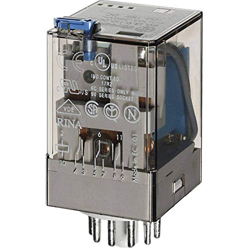 FINDER 60.13.9.024.0074 10 A, 11-PIN OCTAL, 24 VDC Coil, 3PDT, ELECTROMAGNETIC, General Purpose, Lockable Test Button, Plug-in, Relay, Series 60, Socket Mount