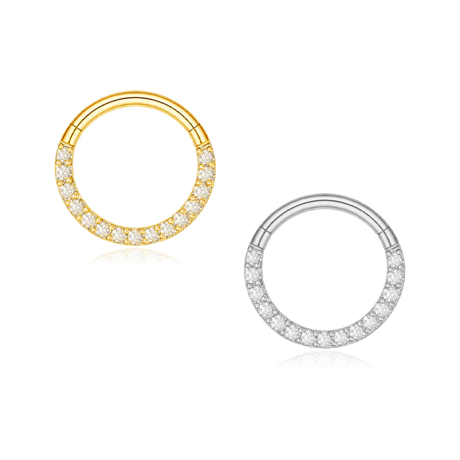 FASHIONS 2 Pcs 18K Gold & Silver Plated Cartilage Daith Earrings Small Huggie Hoop Hypoallergenic Upper Helix Piercing Surgical Steel Diamond Implant Cubic Zirconia Jewelry Combo Set For Women-image-2