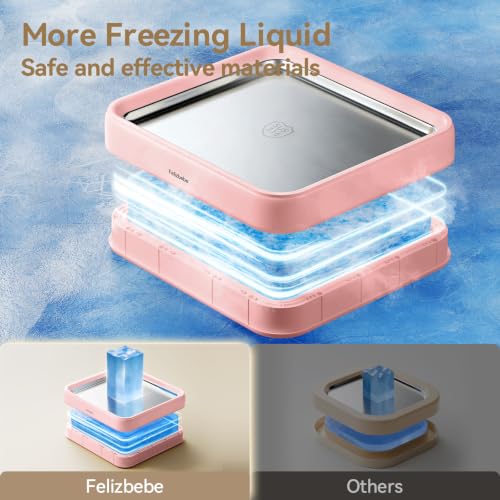 Image of Rolled Ice Cream Maker, Felizbebe Instant Ice Cream Roller Tray with Lid and 2 Spatulas, Food Grade Premium Stainless Steel Cold Plate No-electricity for Fun Family Activities, DIY Parent (Pink)