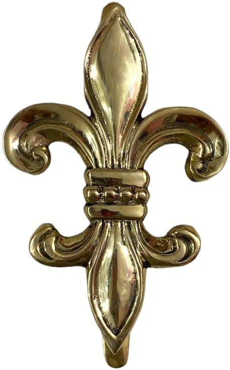 Fleur-de-Lis Brass Door Knocker – Solid Vintage French Style Entryway Decor – Polished Brass Finish