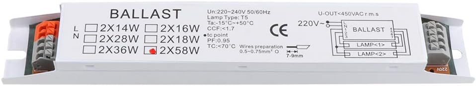 Balasto Electrónico Para 2 Tubos Fluorescentes De 36W - Ahorro De Energía, Sin Parpadeos Y Silencioso