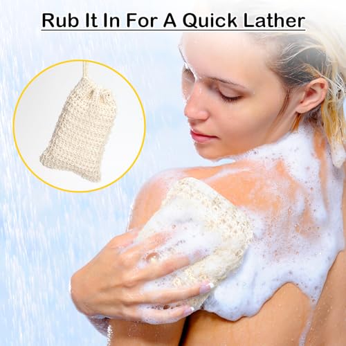 10 Stück Seifensäckchen Bio, Seifensäckchen aus 100% Sisal Baumwolle, Seifensack Zum Duschen, Seifensäckchen für Feste Seife, Seifenbeutel Natur, Seifennetz für Feste Seife, Natur Seifen Säckchen