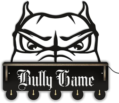 The Geeky Days Peeking American Bully Head - Organizador de llaves decorativo con 5 ganchos para propietarios de perros, organizador moderno de