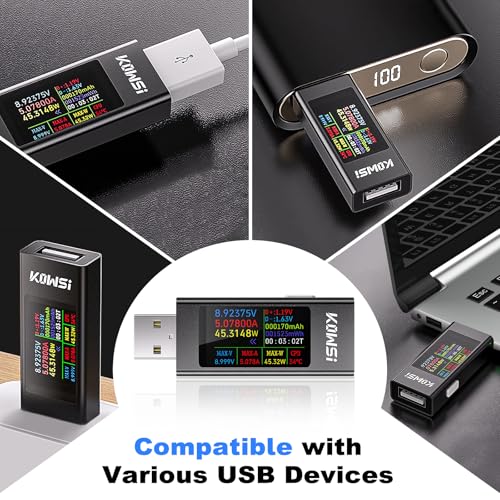 Image of USB Tester Power Meter, 16-bit ADC USB Bidirectional Tester Support 6.5A High Current Tester Real Time Charging Power Test for Charger, Various Data Cables, Power Bank, Charging Detection