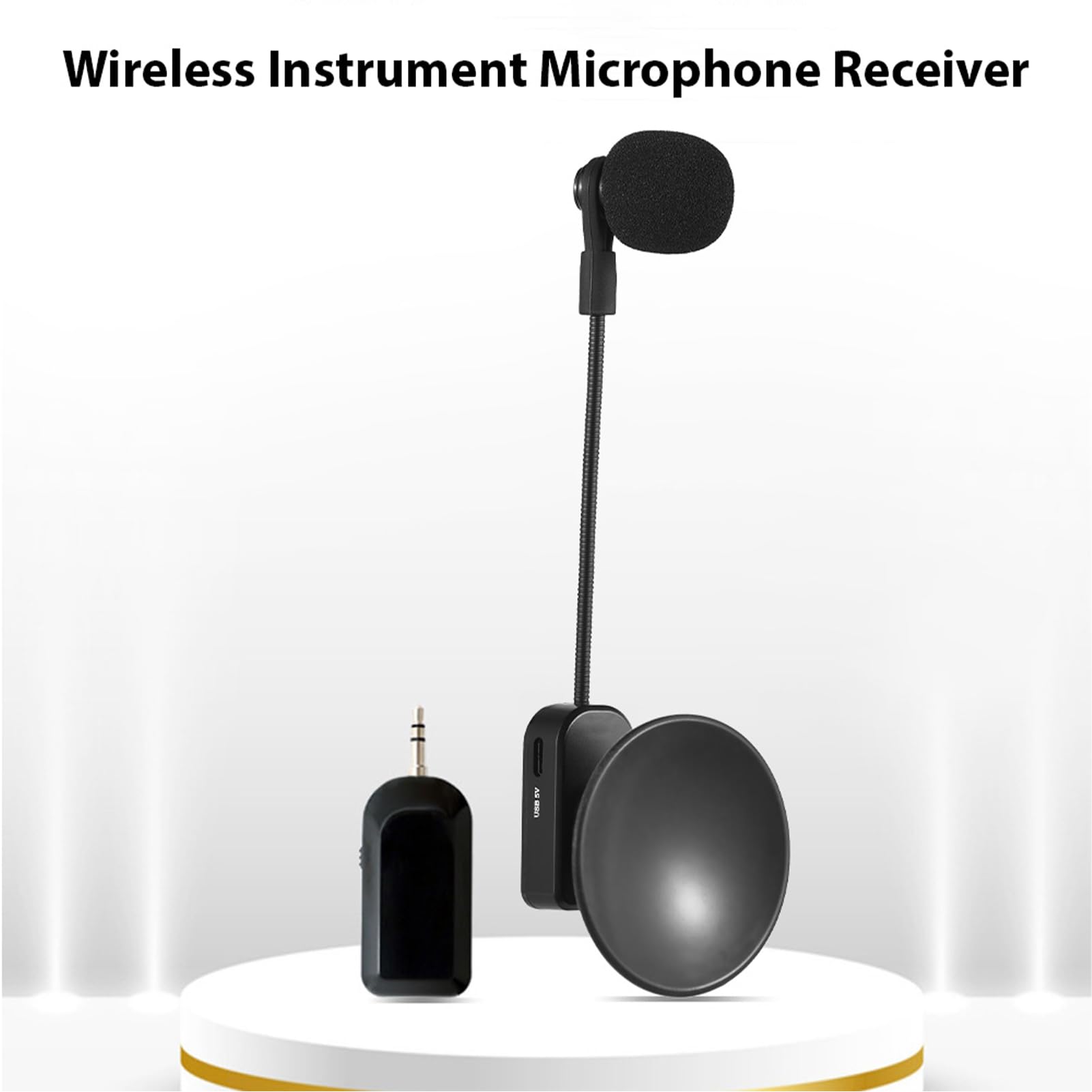 RiToEasysports Robusto Microfono Wireless per Strumenti Musicali 2.4G con Design Flessibile a Collo di Cigno per Chitarra, Violino, Violoncello, Fisarmonica (1 ricevitore con 2 microfoni)