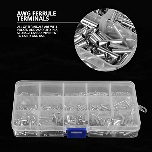 Davitu 700Pcs/Set 14 Values 10-22 AWG Non-insulated Ferrule Copper Terminals Assortment Kit for Wire Cable