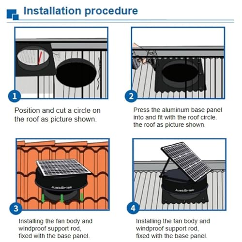 Ventilatore solare ad alto flusso d'aria – 42 W, 1470 CFM, termostato controllato per la ventilazione del tetto per casa, garage, serra, camper – soluzione di raffreddamento ad alta efficienza