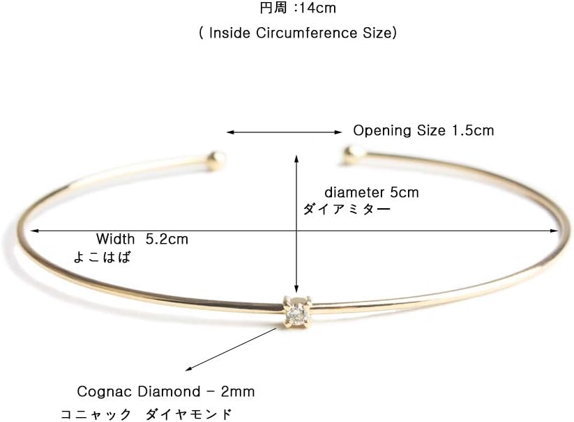 Fairy Collection 14K Yellow Gold Cognac Diamond Square Cuff 5.5 inches
