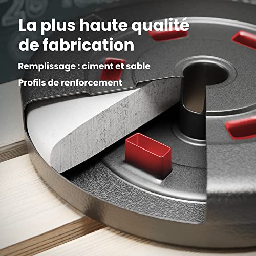 Hop-Sport Disques de Poids en Plastique 20, 30 kg pour Barre d'haltères 30 mm Variantes au Choix, Disques d'haltères pour Entraînement Haltérophilie et Musculation – Image 6