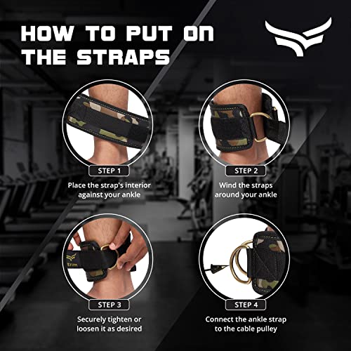 Image of XTRIM Unisex Stylish Ankle Straps with Metal D-Rings for Cable Machine, Kickbacks and Glutes Workouts, Adjustable Ankle Straps, Curls & Hip Abductors with Padded Neoprene Support (Army Green)