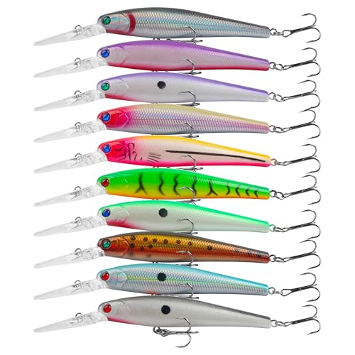 Leurres de méné durs crankbait plongeant avec hameçon triple pour bar