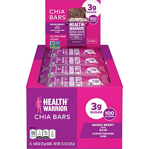Health Warrior Chia Bars, Acai Berry, Gluten Free, Vegan, 25g bars, 15 Count Health Warrior Chia Bars, Acai Berry, Gluten Free, Vegan, 25g bars, 15 Count