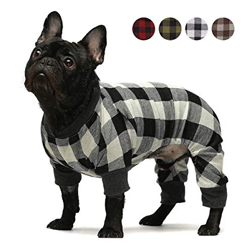 Fitwarm 100% Cotton Buffalo Plaid Dog Clothes Puppy Pajamas Pet Apparel Cat Onesies