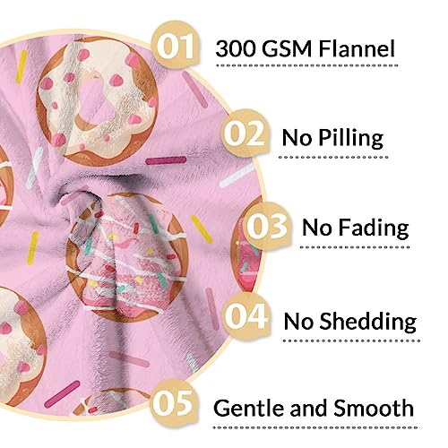 Girls Blanket - 30"x40" Cute Donut Throw Blanket Gifts for Kids & Adults - Pink Soft Fuzzy Doughnut Blanket for Couch & Office