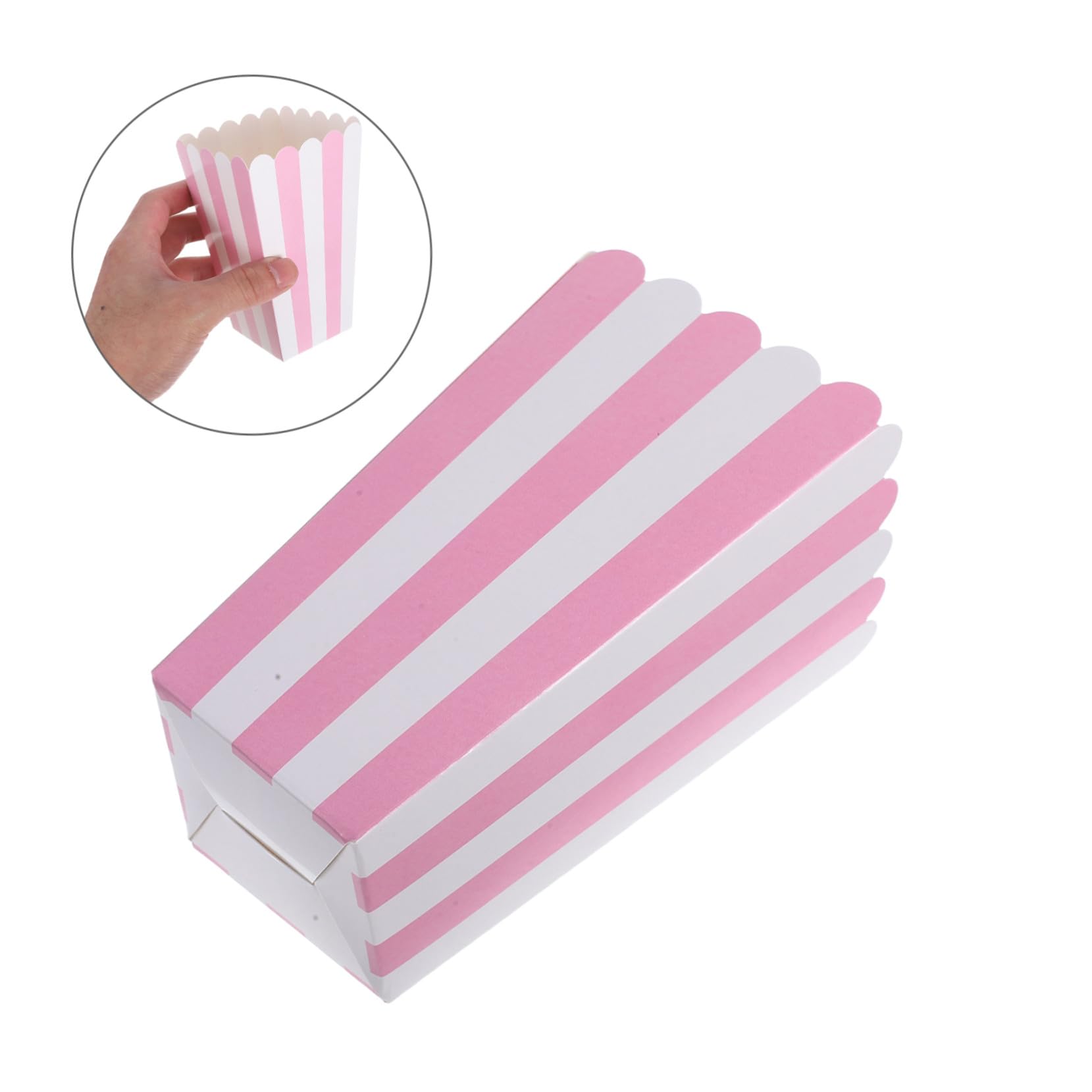 OUNONA 100piezas Cubo de Palomitas de Maíz Rayas Caja de Palomitas de Maíz de Papel Resistente al Aceite Cajas para Noches de Cine Fiestas y Celebraciones de Cumpleaños