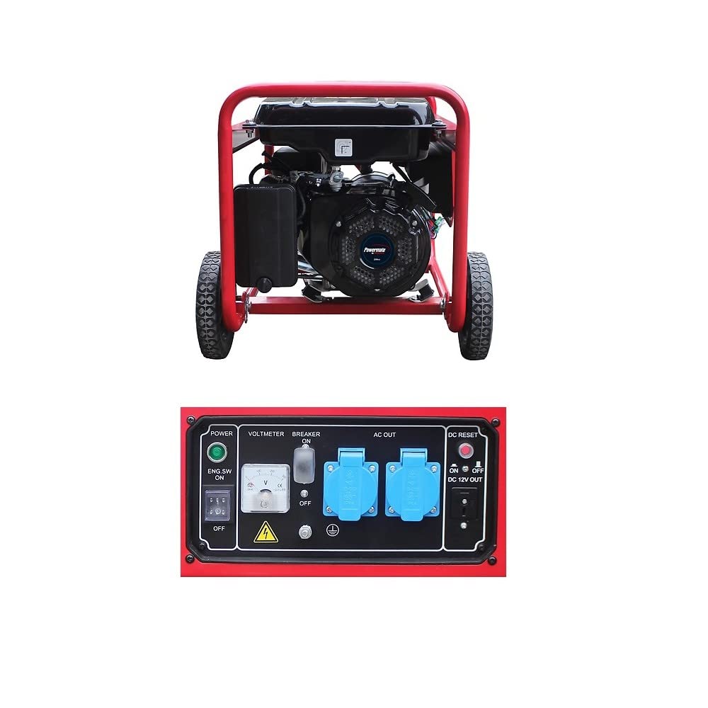 Generatore di corrente 3,2kw monofase a benzina 230V 50HZ AVR carrellato con avviamento a strappo Powermate by PRAMAC EM4100