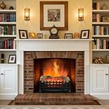 Innoflame 21' Electric Fireplace Log Set, Fireplace Insert with Realistic Flame, Adjustable Flame Brightness, Thermostat, 9H Timer, Remote Control, Overheating Protection, 1400W