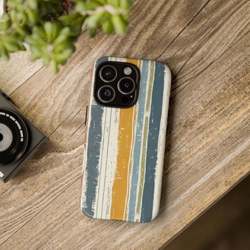 Coque iPhone 16 Pro rigide mate style lin rayé rustique haut de gamme
