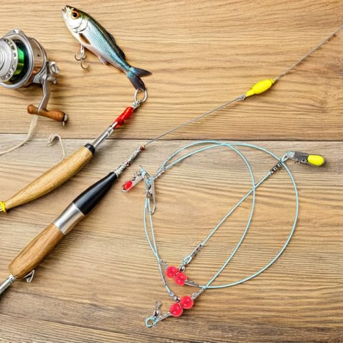 12 piezas de líneas de pesca de nylon con anzuelos y accesorios miniatura 7