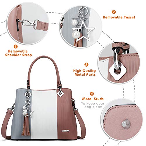 Handbags for Women with Multiple Internal Pockets in Pretty Color Combination (Extra Large - Purple)