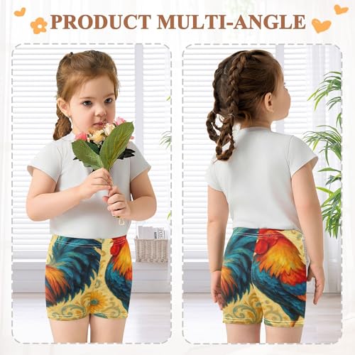 Toddler Girl Biker Shorts Cotton Shorts Under Dress Cartoon 4t Dance Clothes Farmhouse Rooster Vintage3