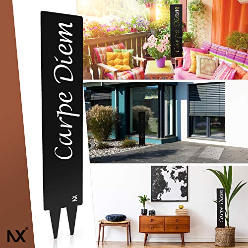 tradeNX Gartenstecker Schwarz | Metall | Gartenschild Gartendeko Terrasse Schild in Schwarzoptik (Carpe Diem) - Image 7