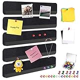 CHNFUWEI 5 Pack Cute Self-Adhesive Magnetic Felt Push Pin Bulletin Boards Strips Tiles Damage-Free...
