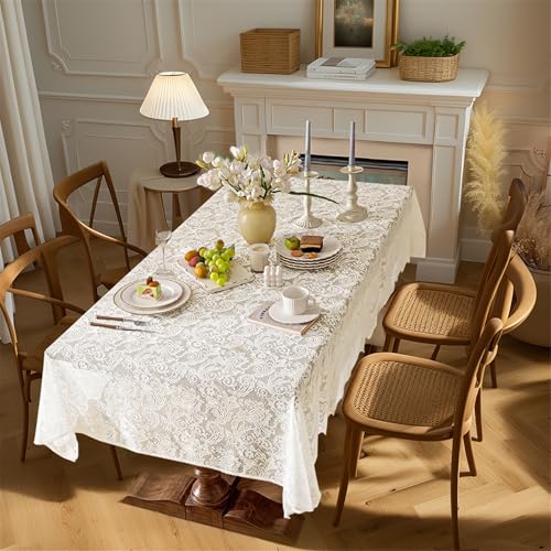 Nappe rectangulaire dentelle 137x274 cm pour grands repas de famille et extérieur - 5