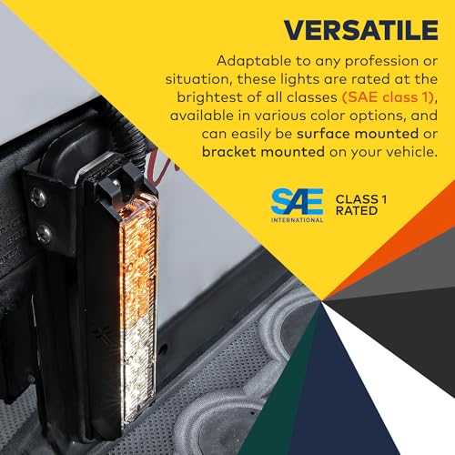 Image of 4pc NanoFlare 5 inch 6W Red White LED Surface Mount Police Grill Strobe Warning Lights [SAE Class 1] [Sync-able Modes] 12V Grille Flashing Emergency Fire Lights for EMS Firefighter Responder Vehicle Truck