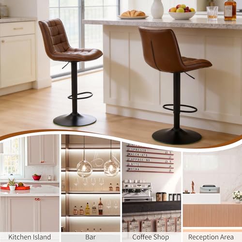 Image of Counter Height Bar Stools Set of 3 with Backs, Adjustable Height 24 inch-33 inch