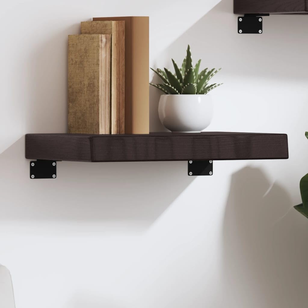 YUANCHUTOP Wall Mounted Floating Shelves w/Live Edge, 40x30cm Irregular Wall Decor Shelf, Solid Oak Wood Wall Display Organizer, Home Storage Shelf Unit