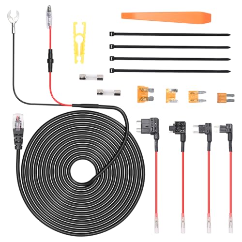 Universal RJ11 Radar Detector Hardwire Kit Compatible with Uniden R3 R7 R8 Escort Valentine One Cobra Direct Wire Power Cord with Multiple Fuse Taps