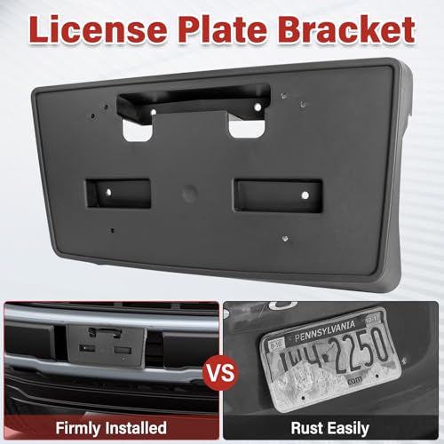 Image of License Plate Bracket Accessories for Chevrolet Chevy Silverado 1500 2014 2015, Front Bumper License Plate Holder Replacement Frame Black Mount