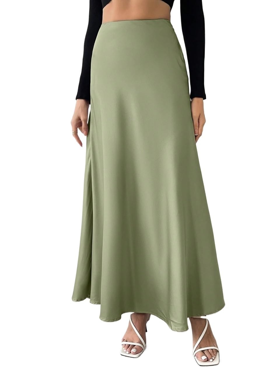Faldas largas de mujer Solid Color Umbrella Shape Midi Long Skirt falda del club