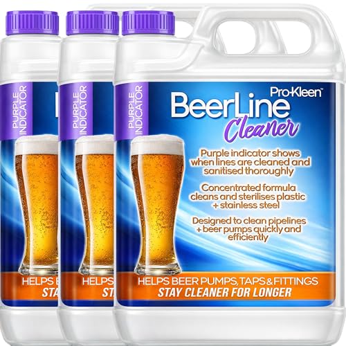 Pro-Kleen Heavy Duty Purple Beer Line Solution Cleaner 3 x 5L with Colour Indicator System Cleaning Fluid Sanitizes and Removes Yeast and Protein Build Up. Improves Beer Taste
