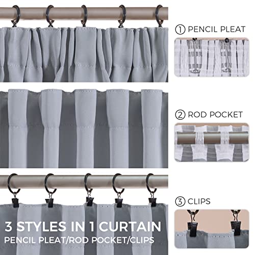 MRTREES Light Grey Blackout Curtains for Bedroom 2 Panels Thermal Pencil Pleat Curtains, 46x54 Inch 117x137 CM, Light Grey - Image 2