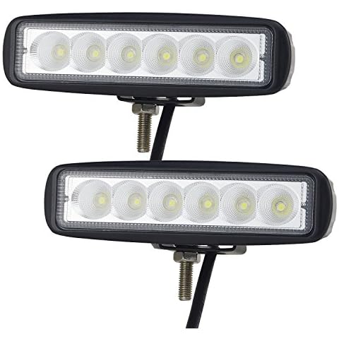 AUXTINGS 2 Pieces 6 inch 18W Flood Led Work Light Bar 12V 24V Headlight Work Light Lamp for High Power ATV 4x4 Tractor off Road Light Fog Driving Bar Truck SUV Car,IP67 Waterproof Cover