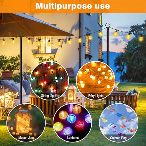 4 Pack String Light Poles,10 Ft Metal Poles with Fork for Outdoor String Lights,Outdoor Light Poles with Fork,Poles/Post/Stand for Outside,Patio,Deck,Backyard,Garden Wedding,Party
